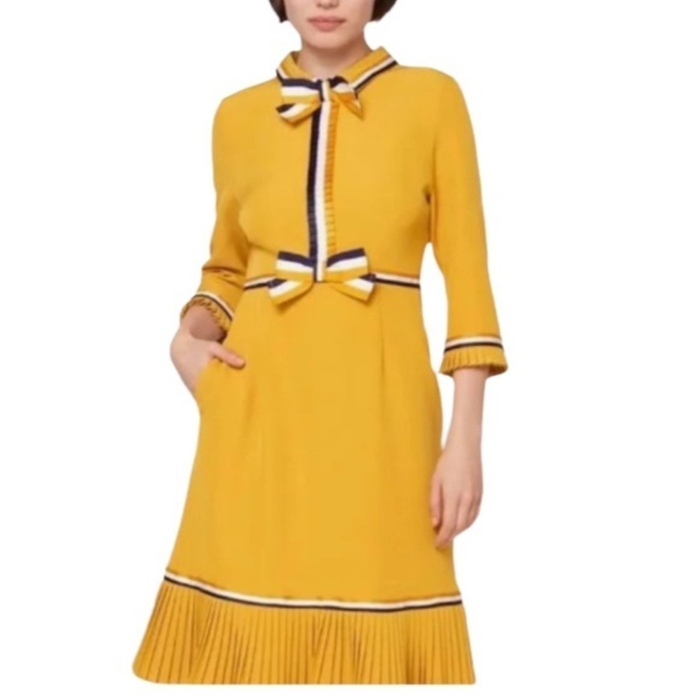 Garcia Pleated Ribbon Accent Dress